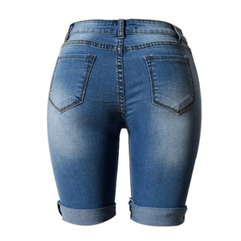 LAST ONE❗️Distressed Knee Length Denim Shorts - Picture 3 of 5